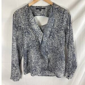 Guess Ruffle Front Snakeskin Print blouse size XS